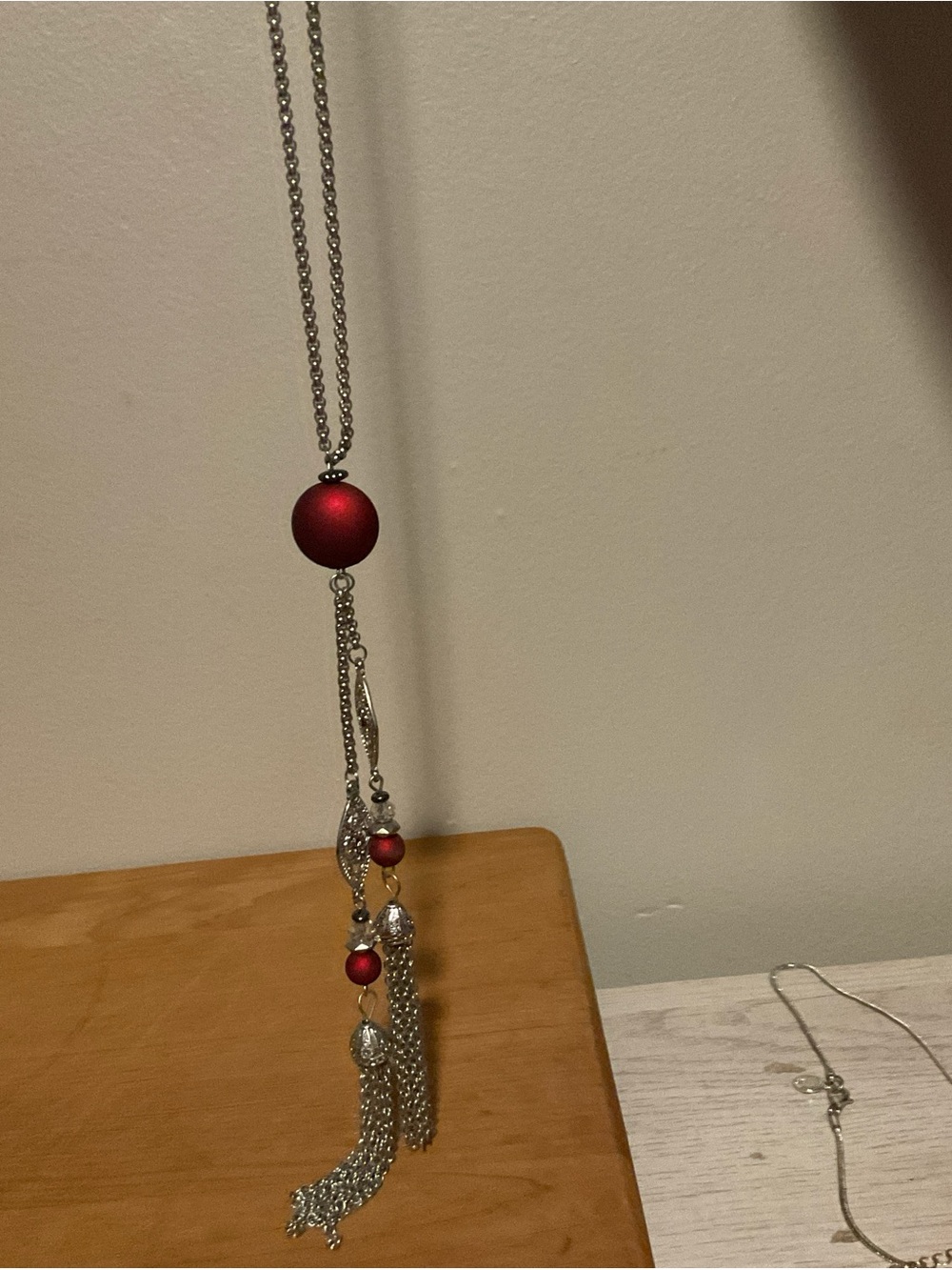 Elegant Red Bead Tassel Necklace - Women Jewelry